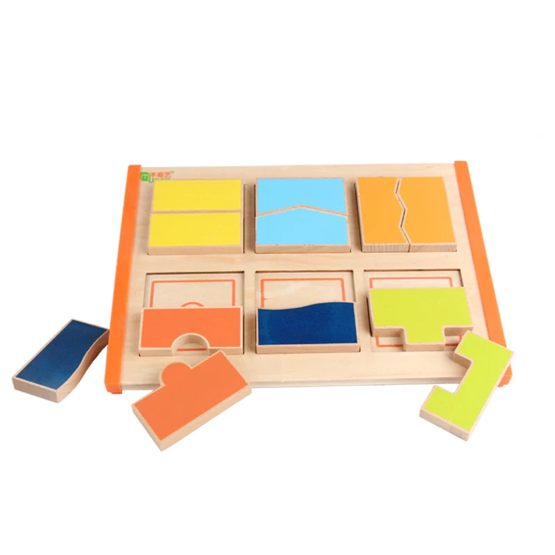 Wooden Square Shape Splicing Studying Board Math Puzzle Toy Colorful Recongnition Educational Games Board Learning Baby Toys