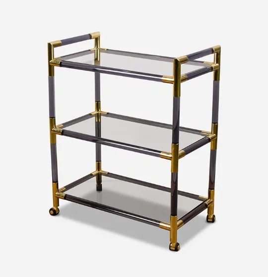 Custom acrylic serving trolley cart lucite trolley cart acrylic bar cart