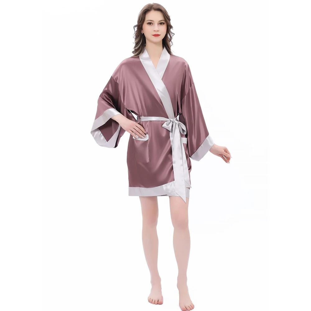 New Fashion Breathable and Comfortable Spring Nightgown Mulberry Silk Long Sleeve Night Robe Women