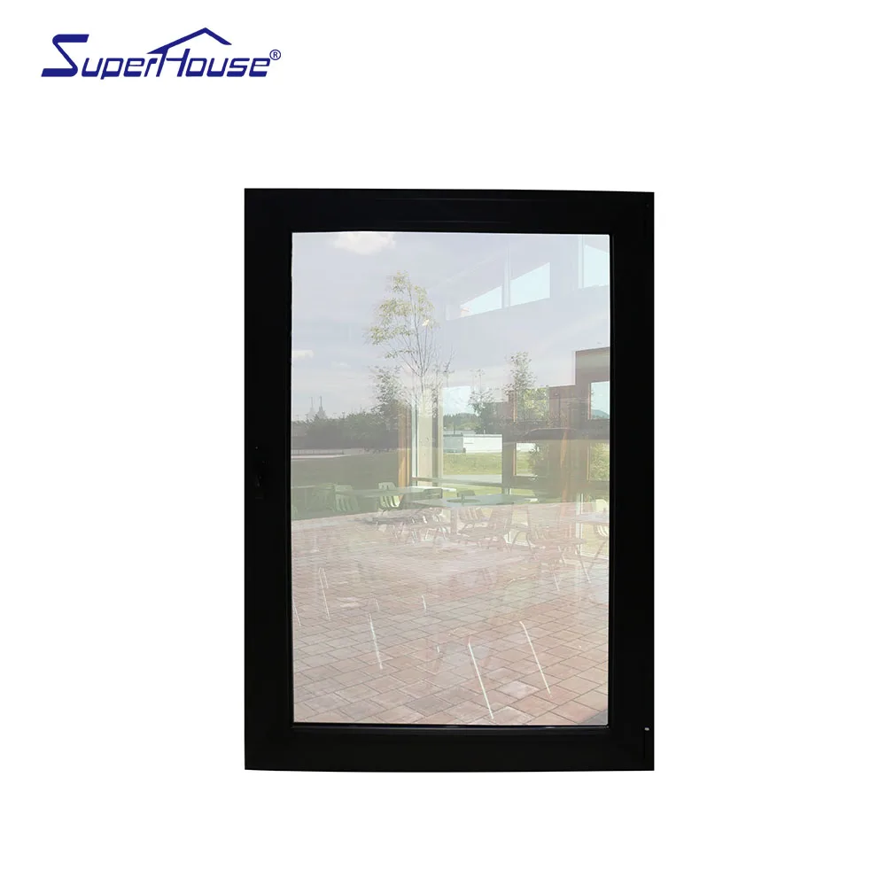 Impact resistance NOA FPA NFRC Dade testing commercial double glass black aluminum tilt and turn windows