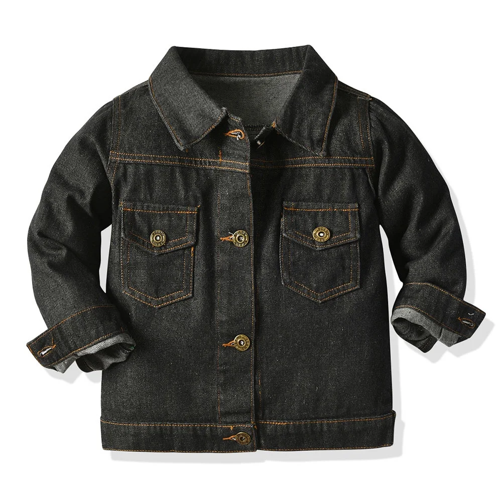 Autumn Denim Streetwear Boy Girl Kids Jeans Coat Long Sleeve Casual Cowboy Baby Jackets&outwears