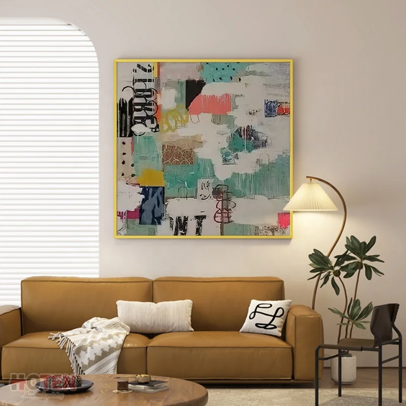 Original Hand Painted Large Abstract Oil Painting Nordic Acrylic Wall Art with Thick Texture Canvas Support Base
