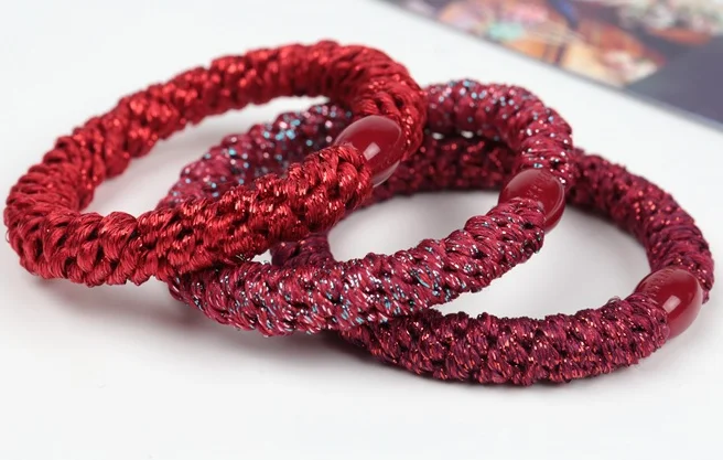 Hot Popular Thick Hair Stretchy Elastic Hair Tie Holder With Bead for Women and Girls