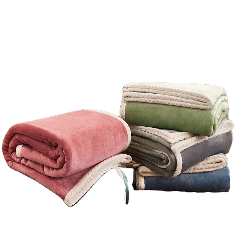 2023 new design fleece sherpa cozy moq 1 pcs solid color organic weighted blanket double bed winter blanket