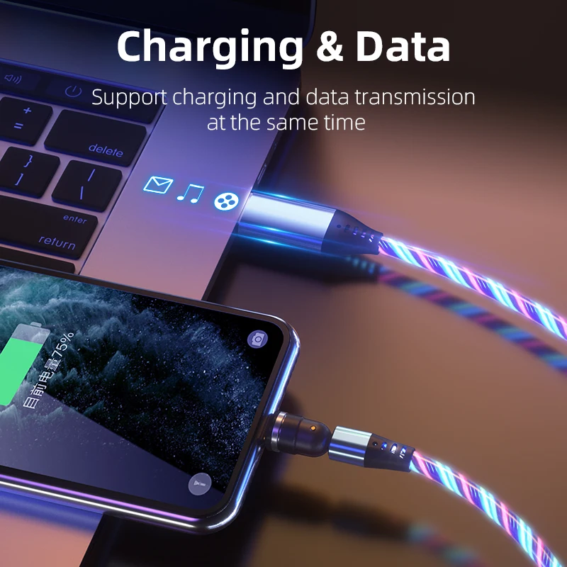  Магнитный зарядный usb-кабель 3 А 1 м 2 вращающийся на 360