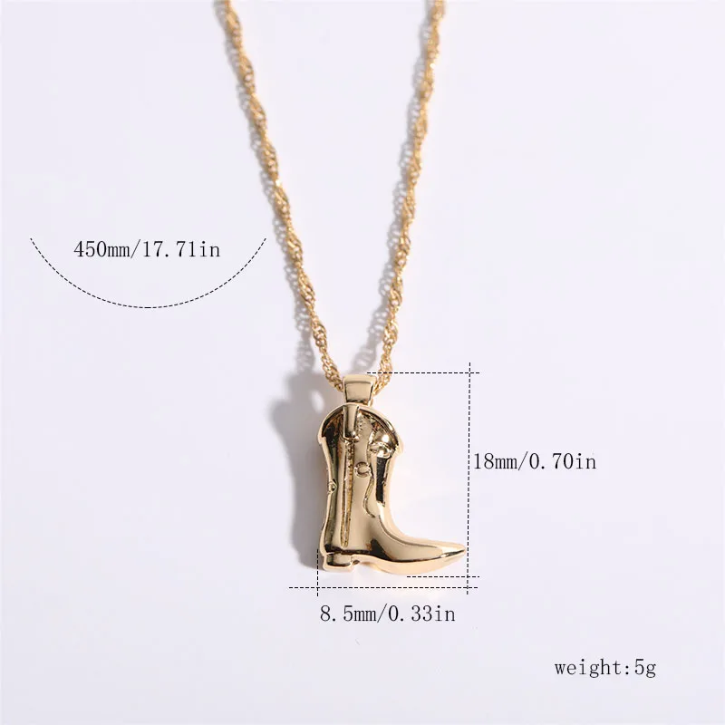 New Style Water-Wave Chain Necklace  Gold Plated Choker Necklace Cowboy Boot Necklace For Women