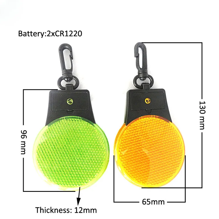 Mini Led Safety Bulb Shape Reflector Light with black clip for Bag Backpack Bike