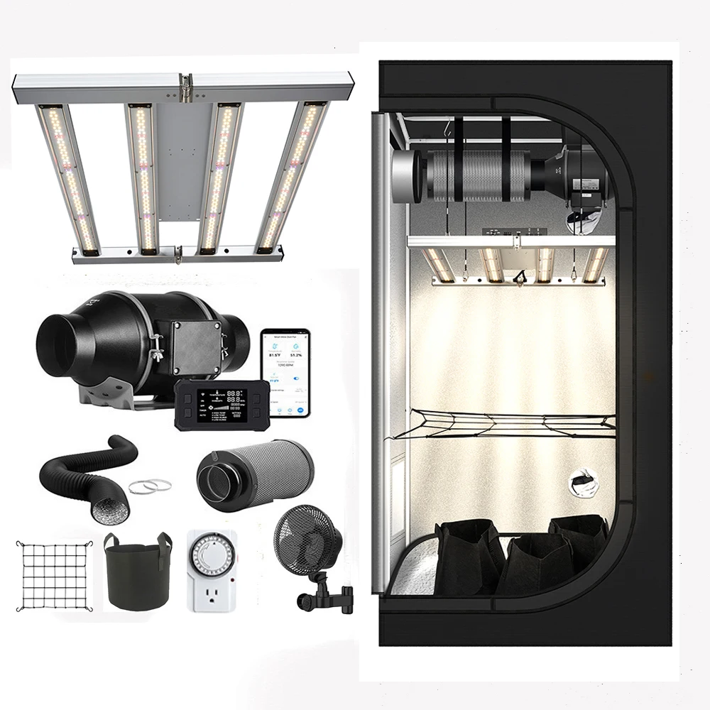 2024 BAVA 80x80 Growbox полный комплект 240 Вт Samsung LM301H EVO IR UV Светодиодная лампа для выращивания с вентиляционным вентилятором комнатная палатка 1680D
