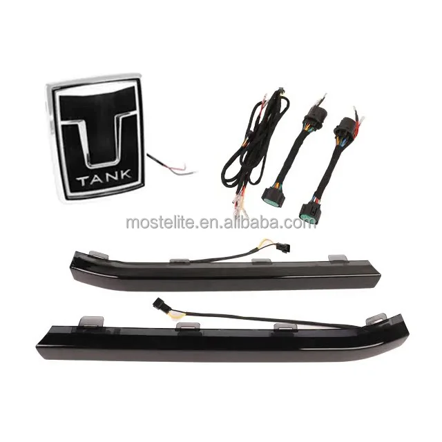 New Grille Light Bar Illuminated Crystal Car Emblem Front Logo Running Lamp Lighting Kit for GWM Tank 300