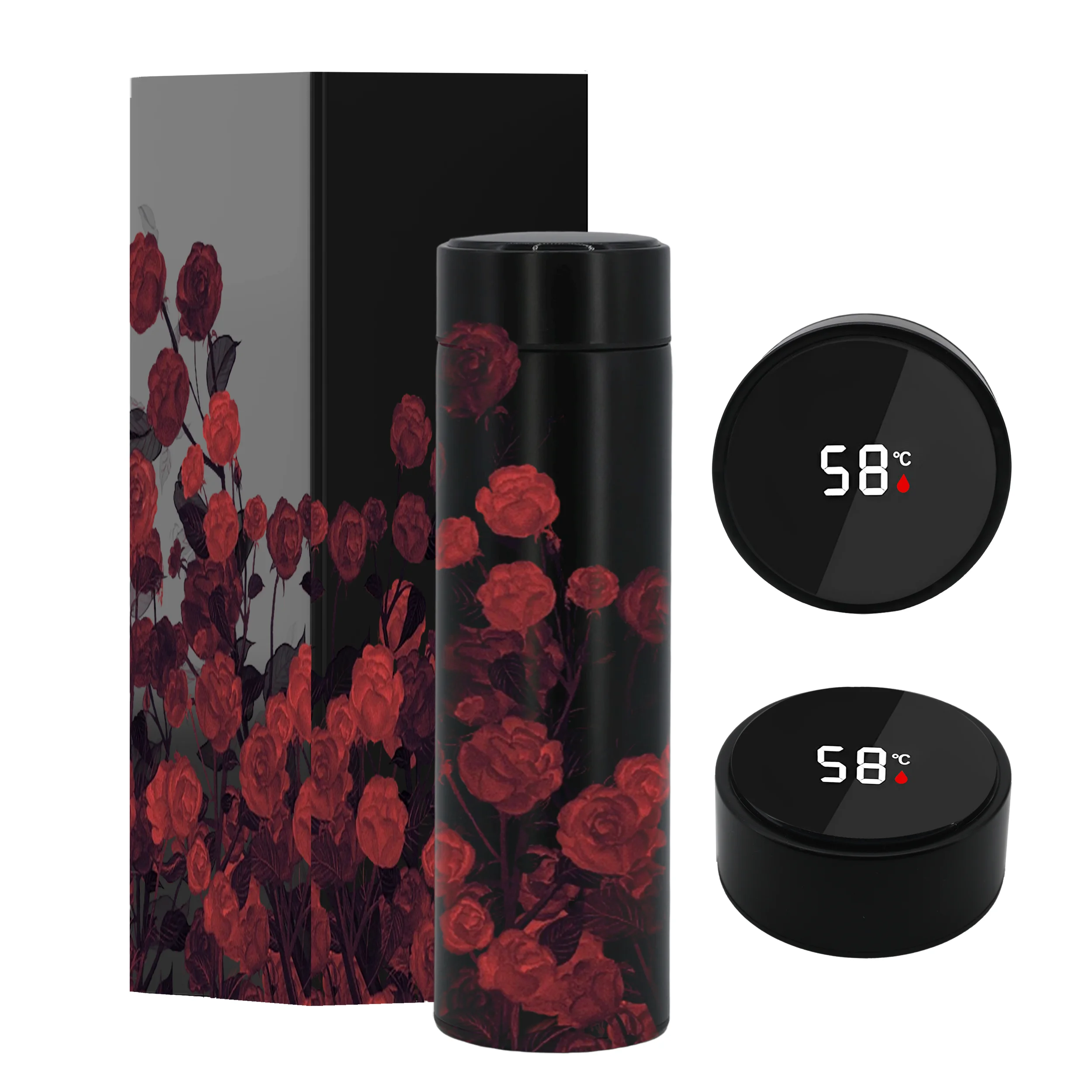 Custom 500ml Stainless Steel Tumbler with Filter Infuser Vacuum Insulation Smart Water Bottle with Led Temperature Display