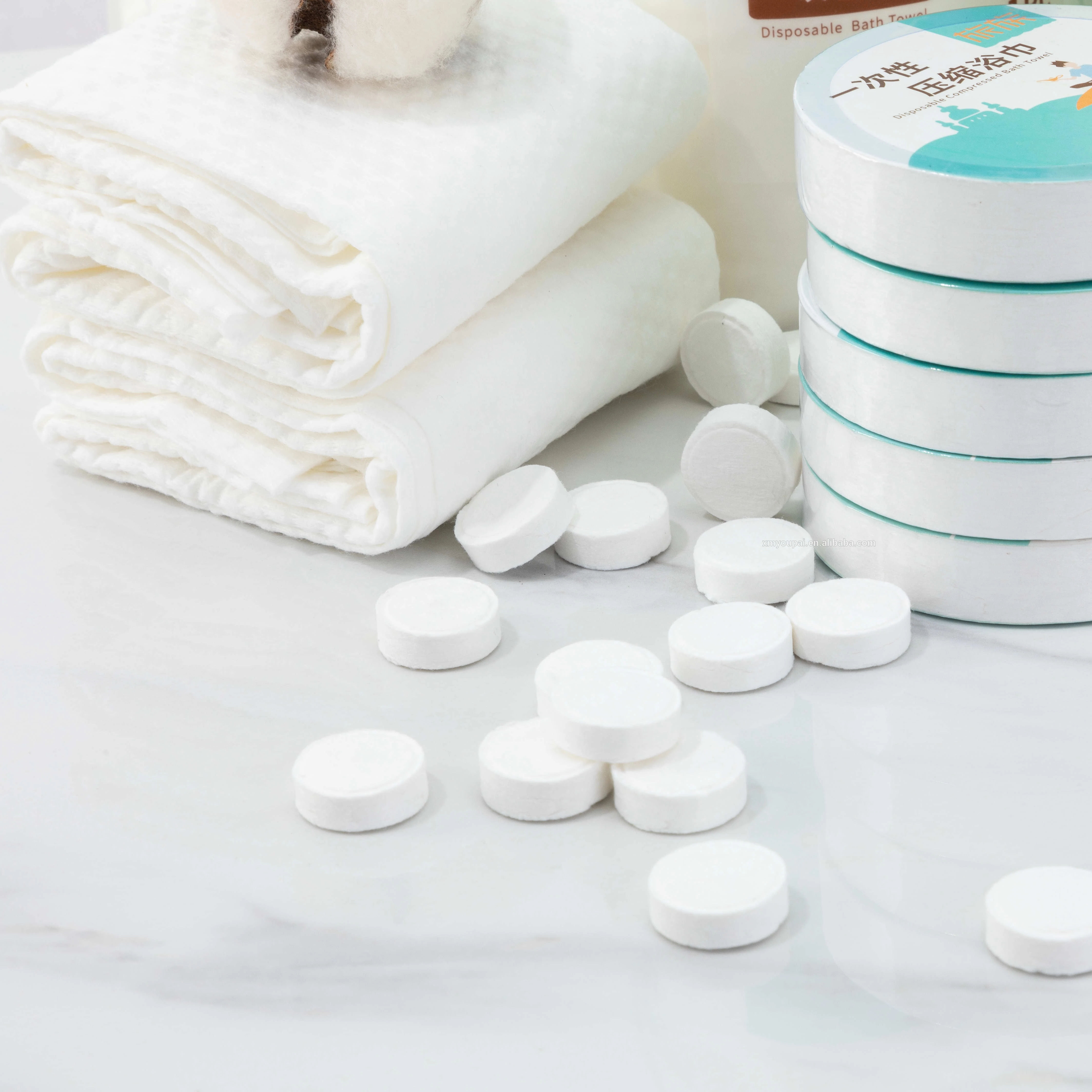 Tablet Compressed Towel 100% Rayon Biodegradable Magic Coin Tissues (50 Count)