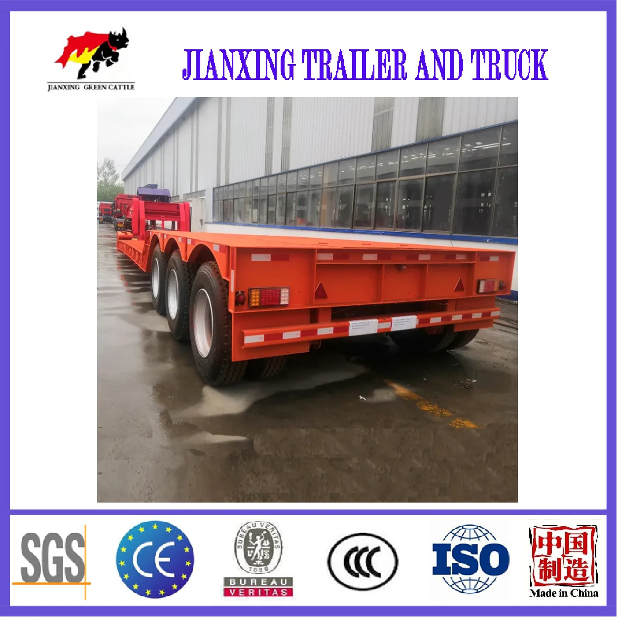3 Axles Drop Deck Lowboy Semitrailer Low Platform For Sale Heavy Duty Excavator Trailer Transport
