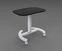 Ergonomic pneumatic table with wheels,Single leg easy move sit to stand laptop table