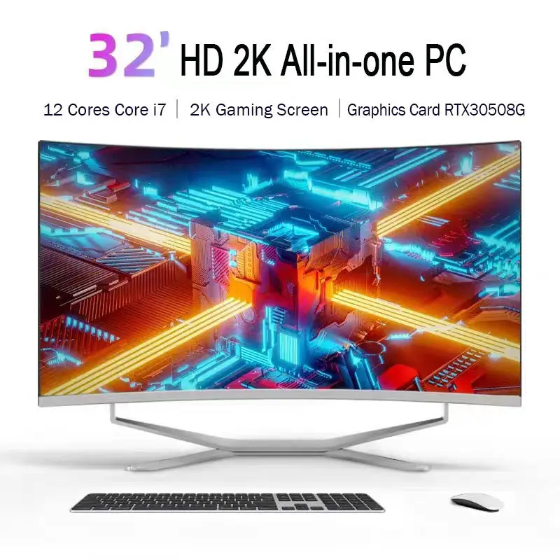 Wholesale Ultra Thin Cheap Oem Customized Curved Full Hd 24/27 Inch I3/i5/i7 Gaming Business Aio Pc