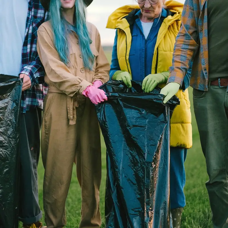 green hand stitching garden garbage bags flame pp woven bags for packing building