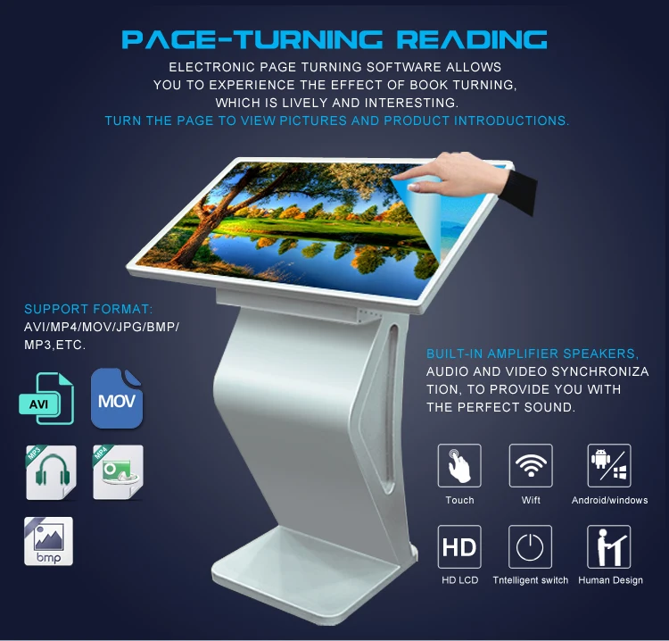 Free Standing Android Digital Multi Touch Screen All In One PC Information Kiosk Indoor
