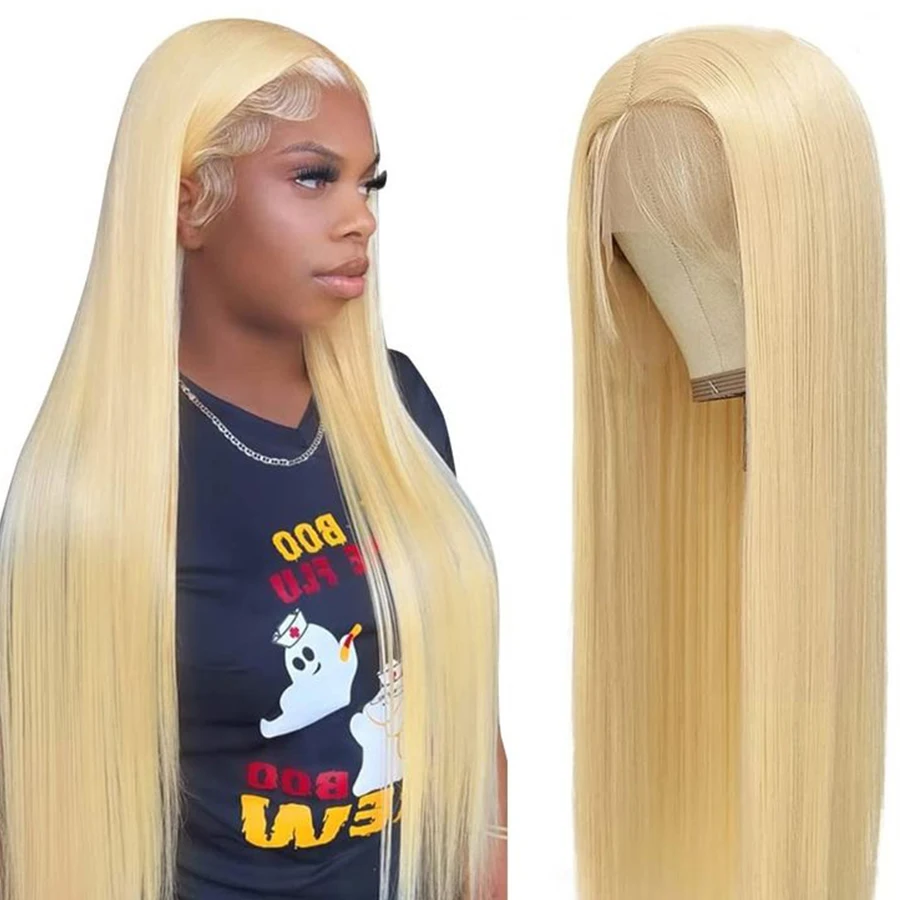 ready to ship 40Inch Virgin Hair Blonde 613 13x6 Deep Wave Full HD Transparent Lace Frontal Wig Raw Human Hair with Baby Hair