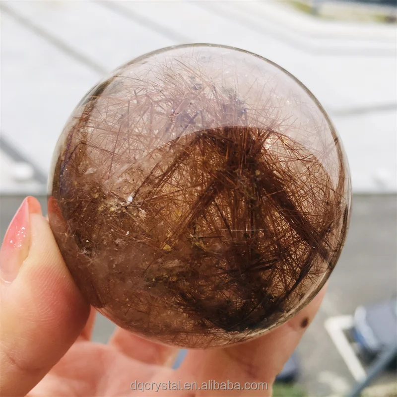 Wholesale High Quality Natural Crystal Gold Rutilated Spheres Polished red rutilated ball for decoration