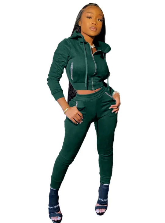 Оптовая продажа с фабрики, осень 2021, толстовка со стразами и логотипом на заказ, женская одежда, высококачественный костюм с длинным рукавом и капюшоном для бега