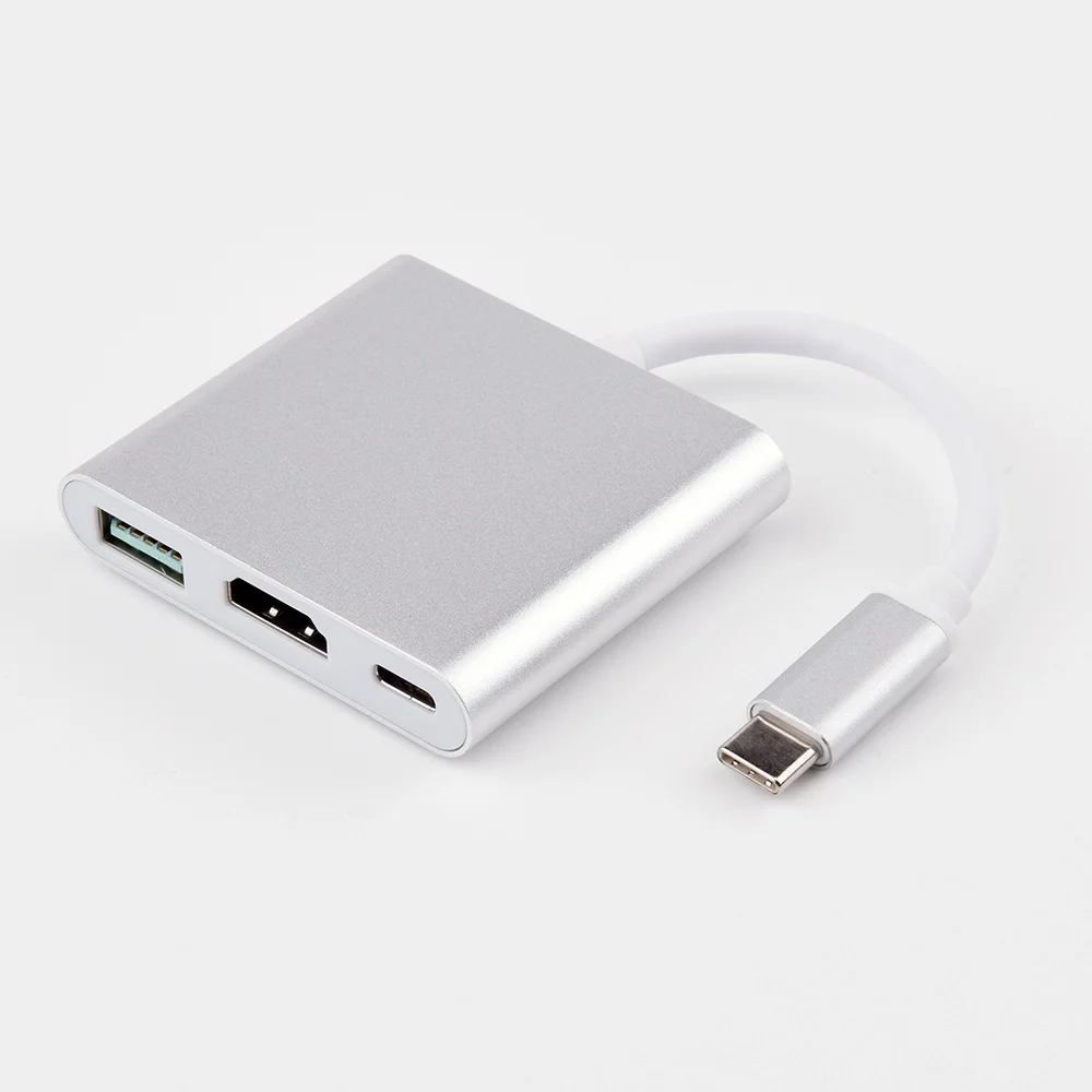 Самый продаваемый многопортовый кабель 4K 3 в 1 Тип C для Hdtv + Usb3.0 Кабельный адаптер