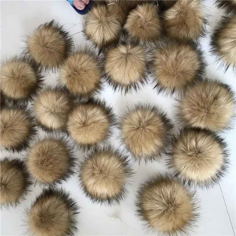Faux Fox Raccoon Fur Pom Pom Balls 16cm DIY Craft PomPon for Hats Keychains Scarves Mitten Bags Accessories Hairball