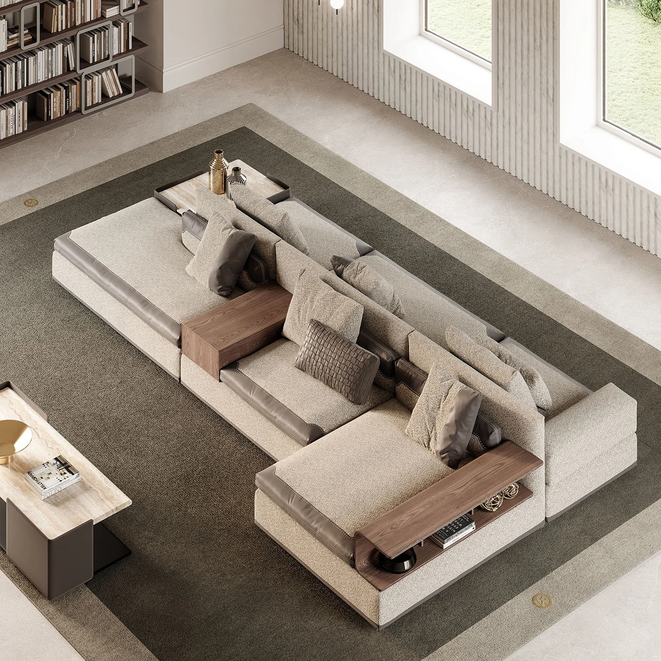 Luxury italian design wooden fabric sofa 4m modern luxury corner sofa high-quality sofa set furniture living room luxury