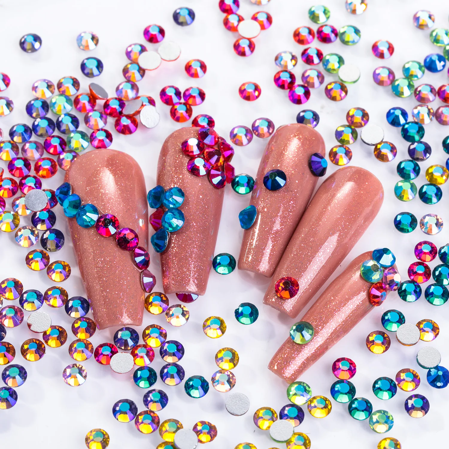 Xichuan AB series 13 colors SS16 SS20 flat back glitter round loose stones press on nail drill art supplies crystal rhinestones