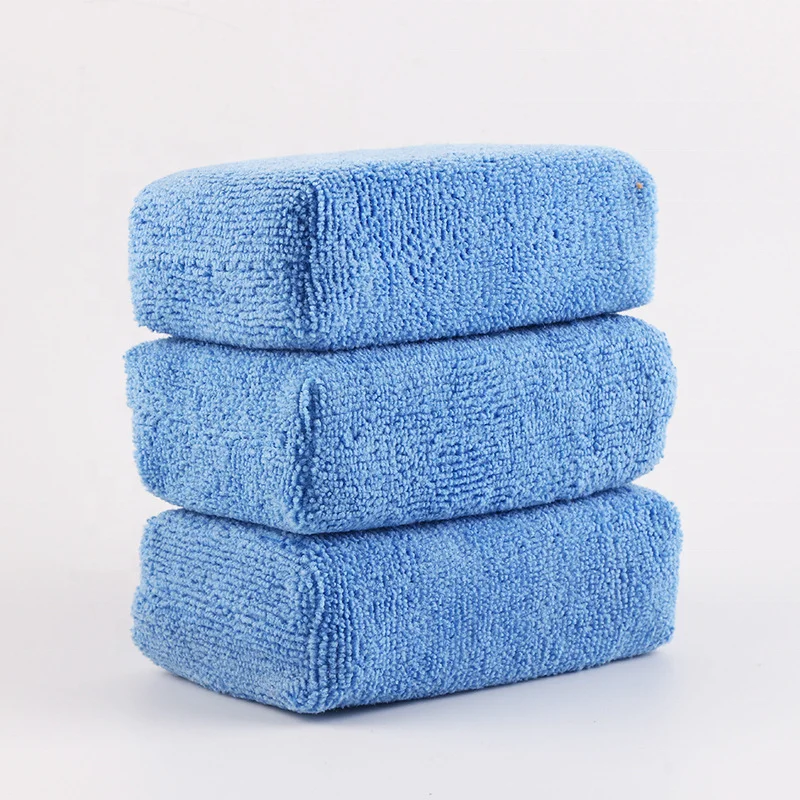 Blue Microfiber  Car Wax Applicator Pad Rectangle Foam Premium Grade Microfiber Applicator Pads