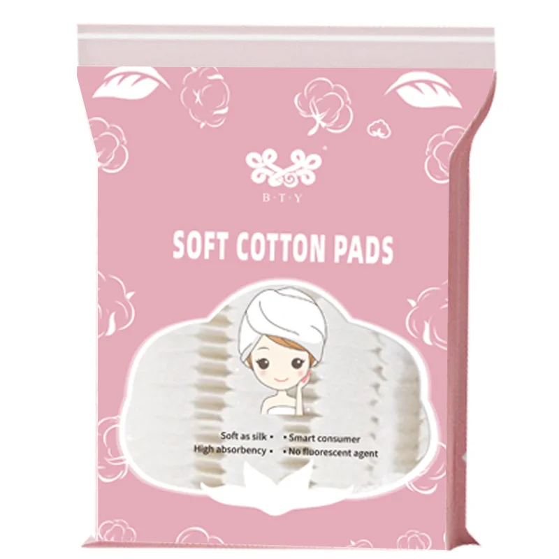 Environmental Friendly Disposable Round Two Way Facial Cleaning OEM Square Lint Free Nail Make-up Removal Cotton Pads for Tone