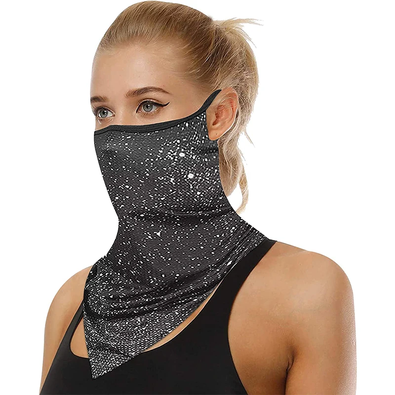 unisex face mask shield with ear loops silky neckerchief neck tube gaiter scarf bandanas sunscreen outfits balaclavas cooling