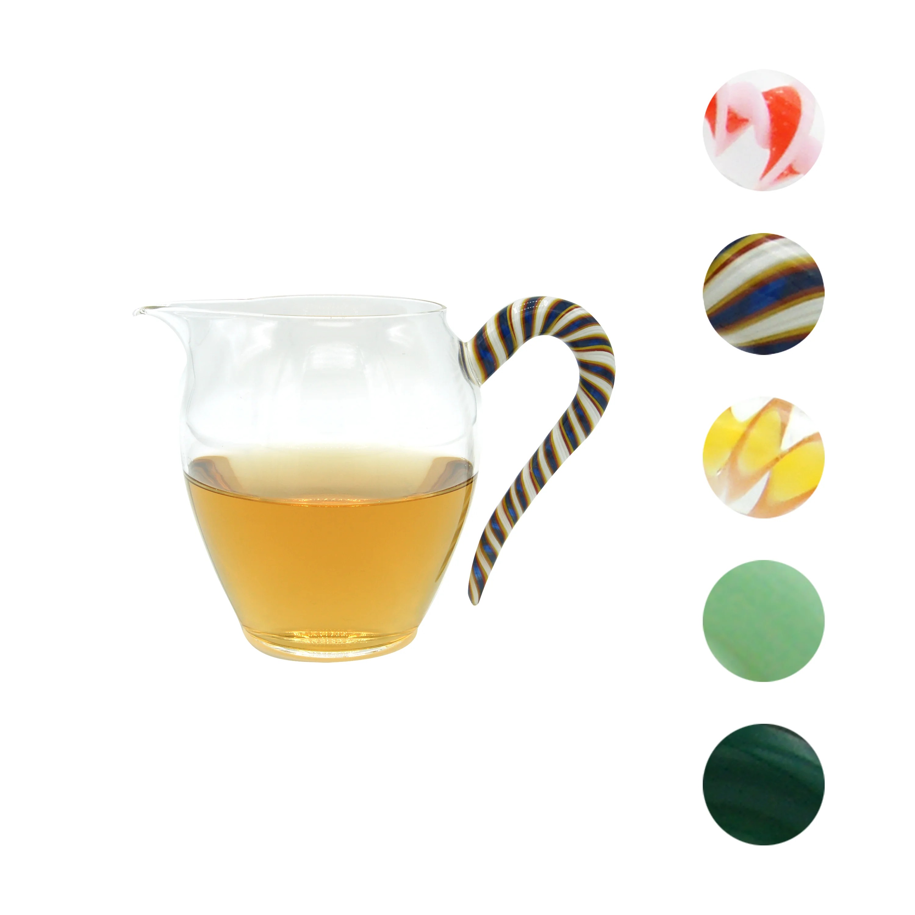 Clear Transparent Hand Blown Bulk Drinking Sets Juice Bubble Glass Cappuccino Milkshake Cup Borosilicate Glass with Color Handle