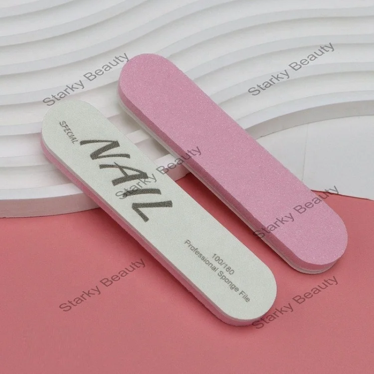 2 in 1 100/180 Grit Sponge Mini Nail Files Bulk Double Sided Nail File and Buffers shaping polishing strip for Acrylic Nails