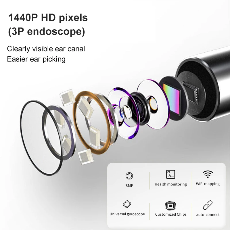 Wireless WiFi Ear Endoscope Visual Ear Pick HD Microscope Intelligent Ear Cleaning Pick for ios/android