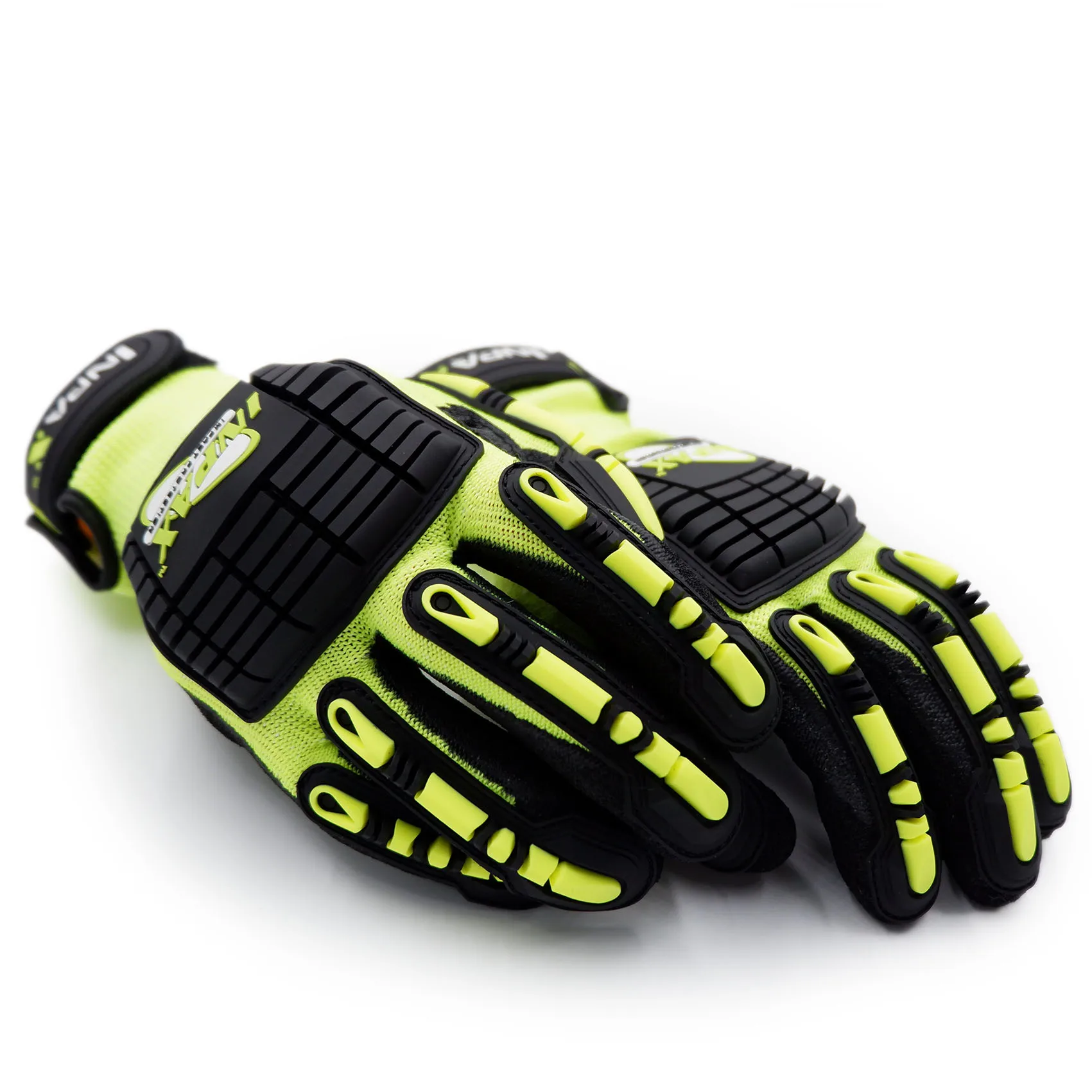 
Black green Impact Abrasion Water Proof Resistant Machinery Industry safety working labor Gloves 