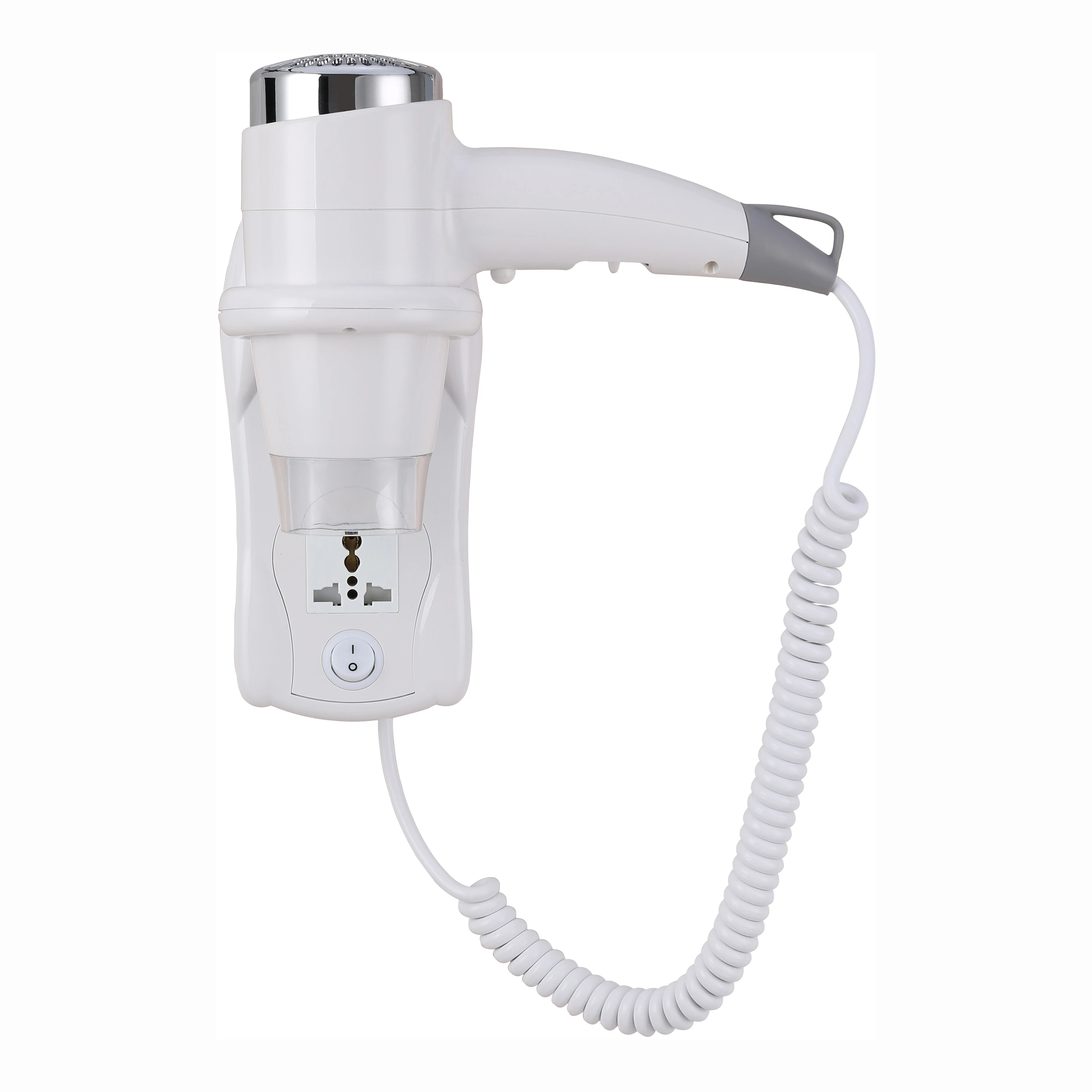 Wholesale 1400w High Power Wall Mounted Hotel Room Hair Dryer Hanging Electric Hair Blower Dryer With Universal Adaptor Socket