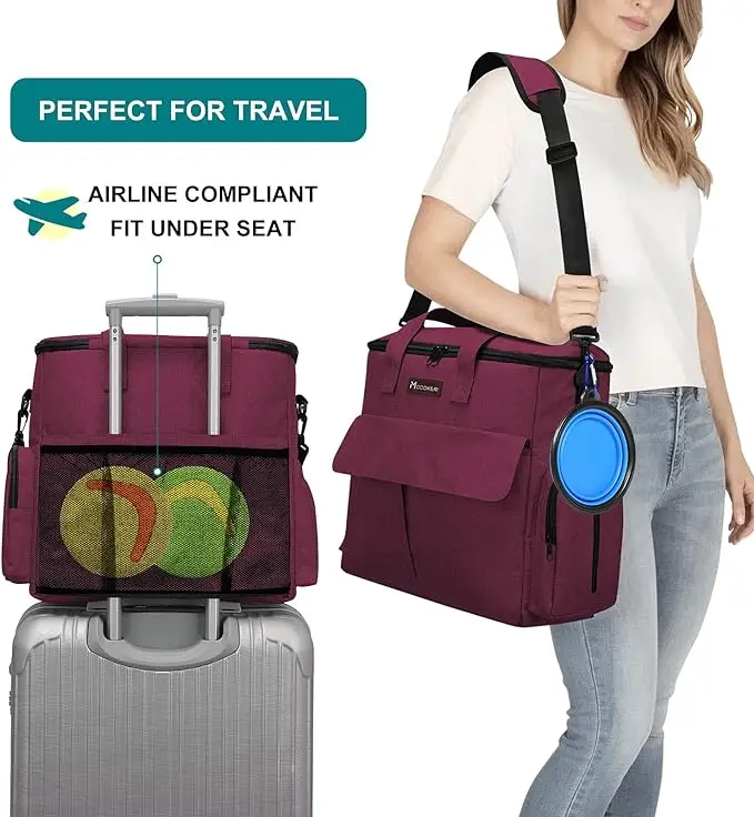 2  Dog Bowls, Multi-Pockets Tote Organizer bag for Dog Supplies, Dog Road Trip Essentials, Weekend CampingPet Travel Backpack