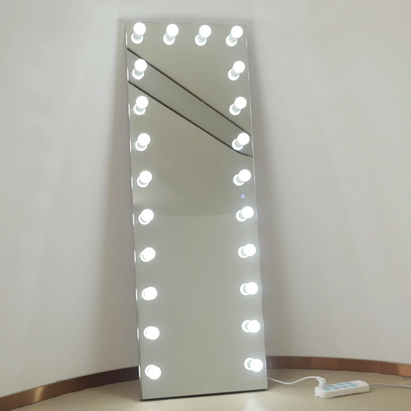 Decorative Large Size Frameless LED Full Length Mirror Hollywood Floor Mirror with 22 Bulbs LED Light