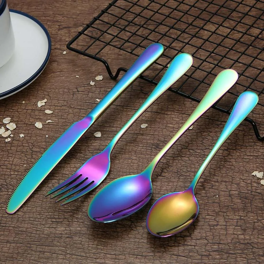 
Bulk Gold Plated Stainless Steel Cutlery Set wedding Fork Spoon Knife Black copper Rose gold Cutlery for wedding flatware set 