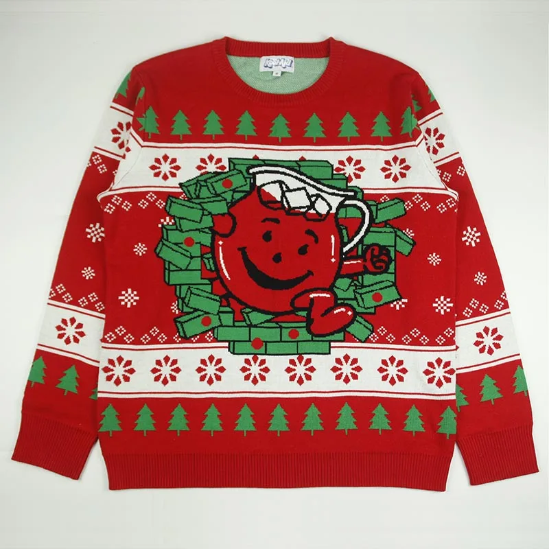 Couple Unisex Ugly Christmas Sweater Jacquard Knitted Sweater Christmas Jumper Pullover Sweater With Crew Neck For Adults