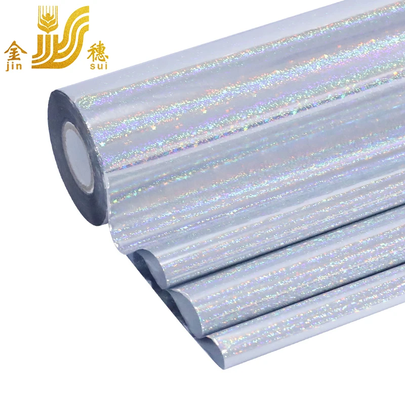 JINSUI Silver Glitter Laser Foils Paper Heat Transfer Hot Stamping Holographic Reactive Foils