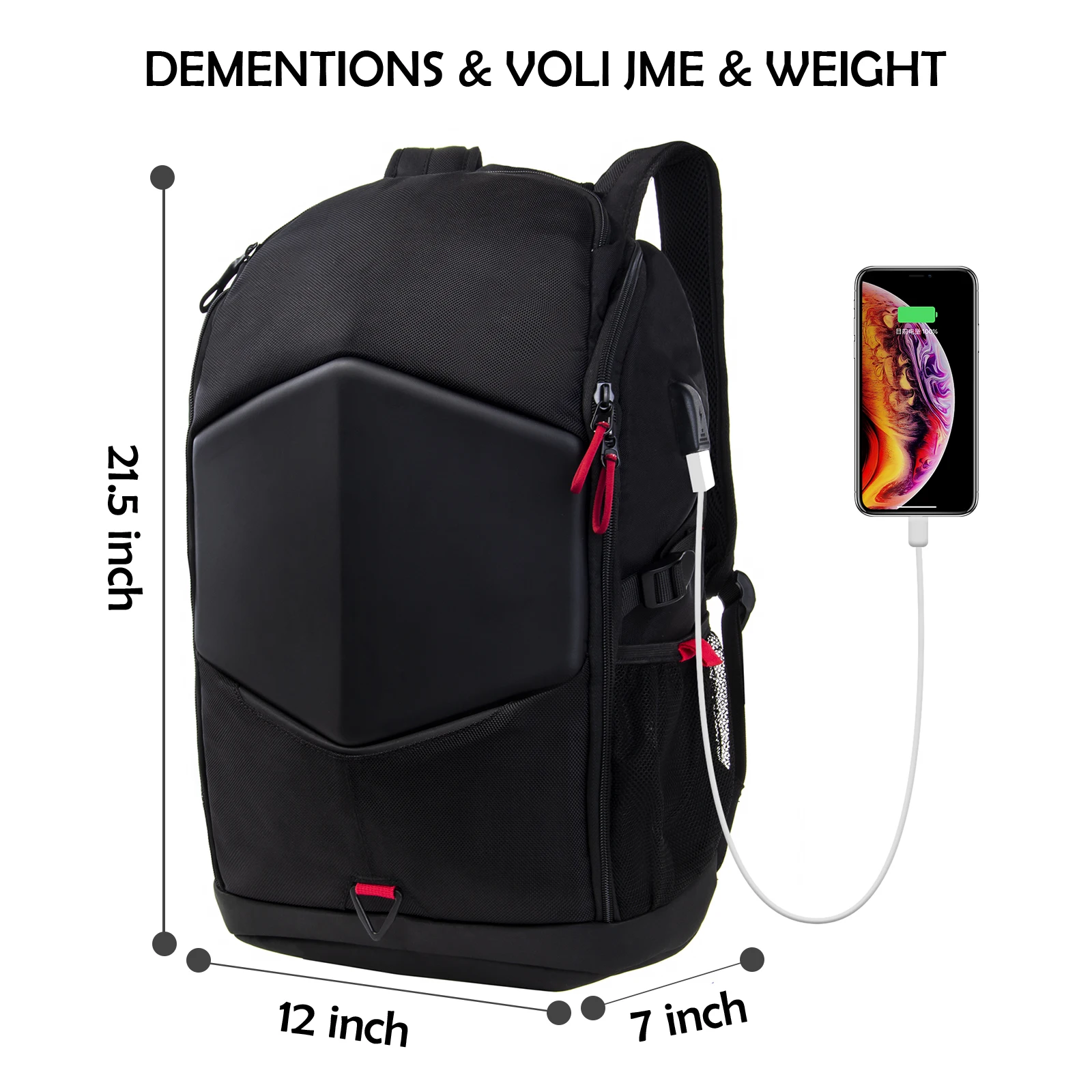 EVA Men Hard Shell Business Backpack Waterproof Anti- Theft Laptop Bag Backpack With USB Charging Port TSA Lock