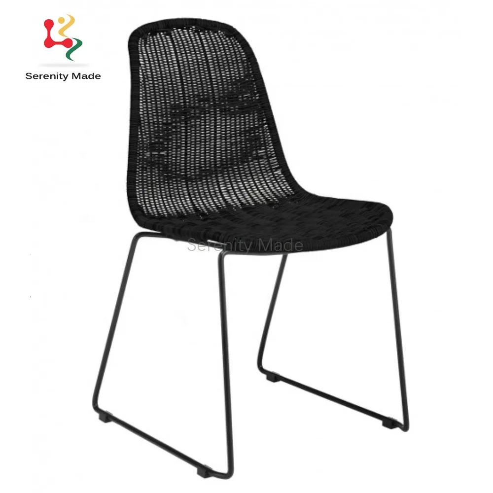 Outdoor Stackable Dining Chair for Cafe Restaurant PE Rattan Woven Chairs