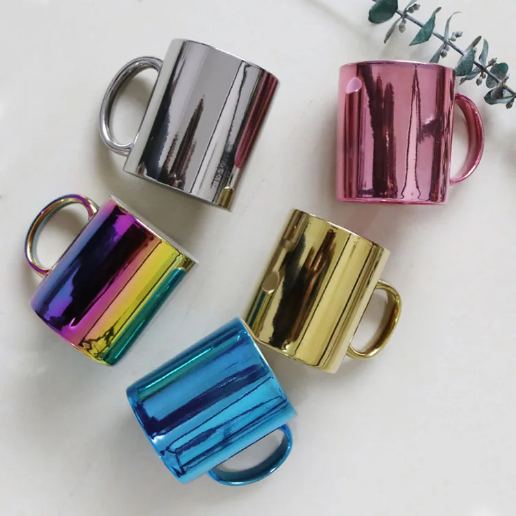 Hot Sell Cocopool Hunan Li-Ling Manufacturer  Wholesale 11oz New Bone China Electroplating Straight Coffee Mug Gift