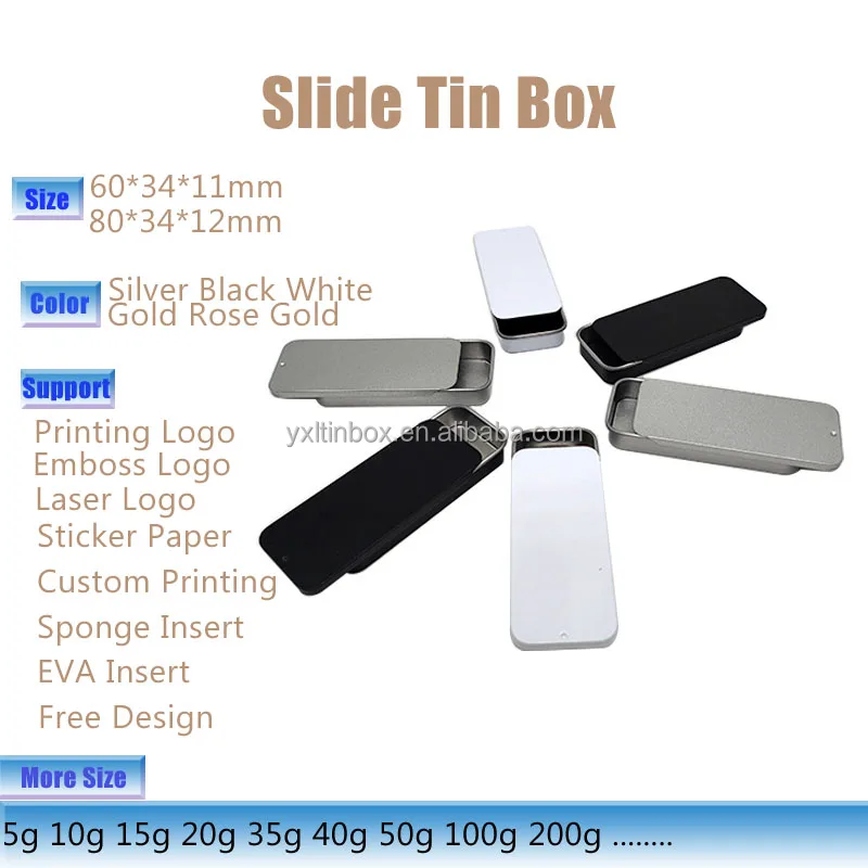 Wholesale Food Grade Small Chewing Gum Tin Can Candy Recyclable  Metal Box Sliding Lid High Quality dissolvable tables Mint Tins