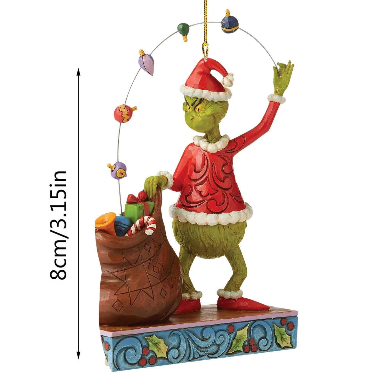 LIXIN  Hot selling Funny Green Dolls Christmas Decor Flat Acrylic Hanging Grinches Ornaments for Christmas Tree