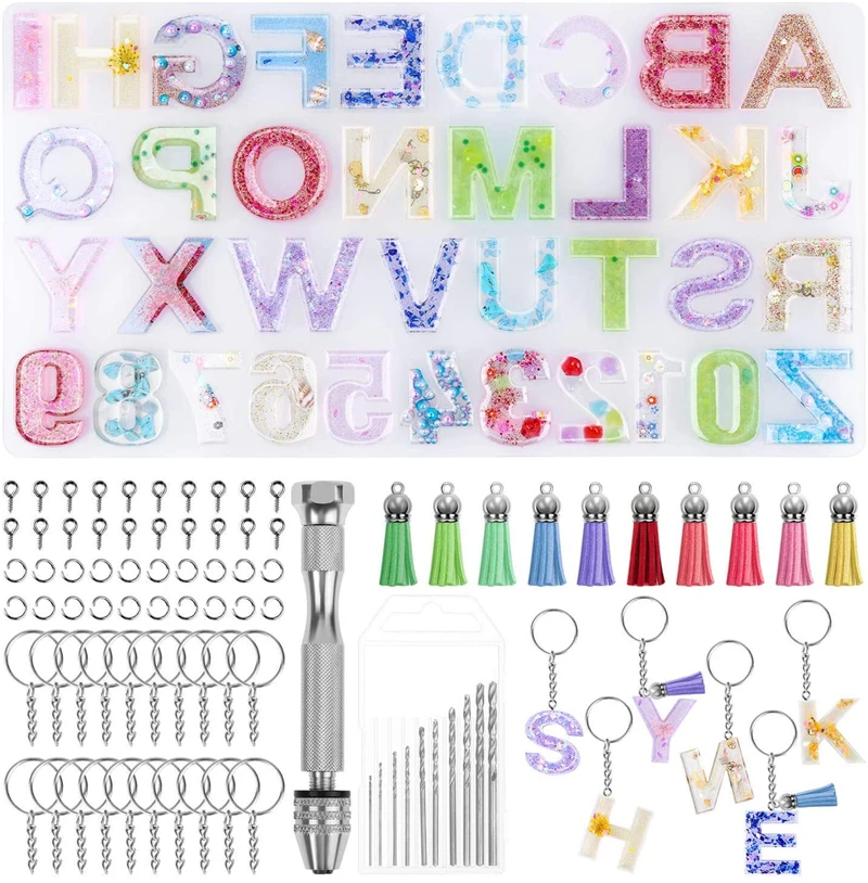 Amazon Hot Sale Reversed Letter and Alphabet Number Resin Mold Set Kit,TOYS0497