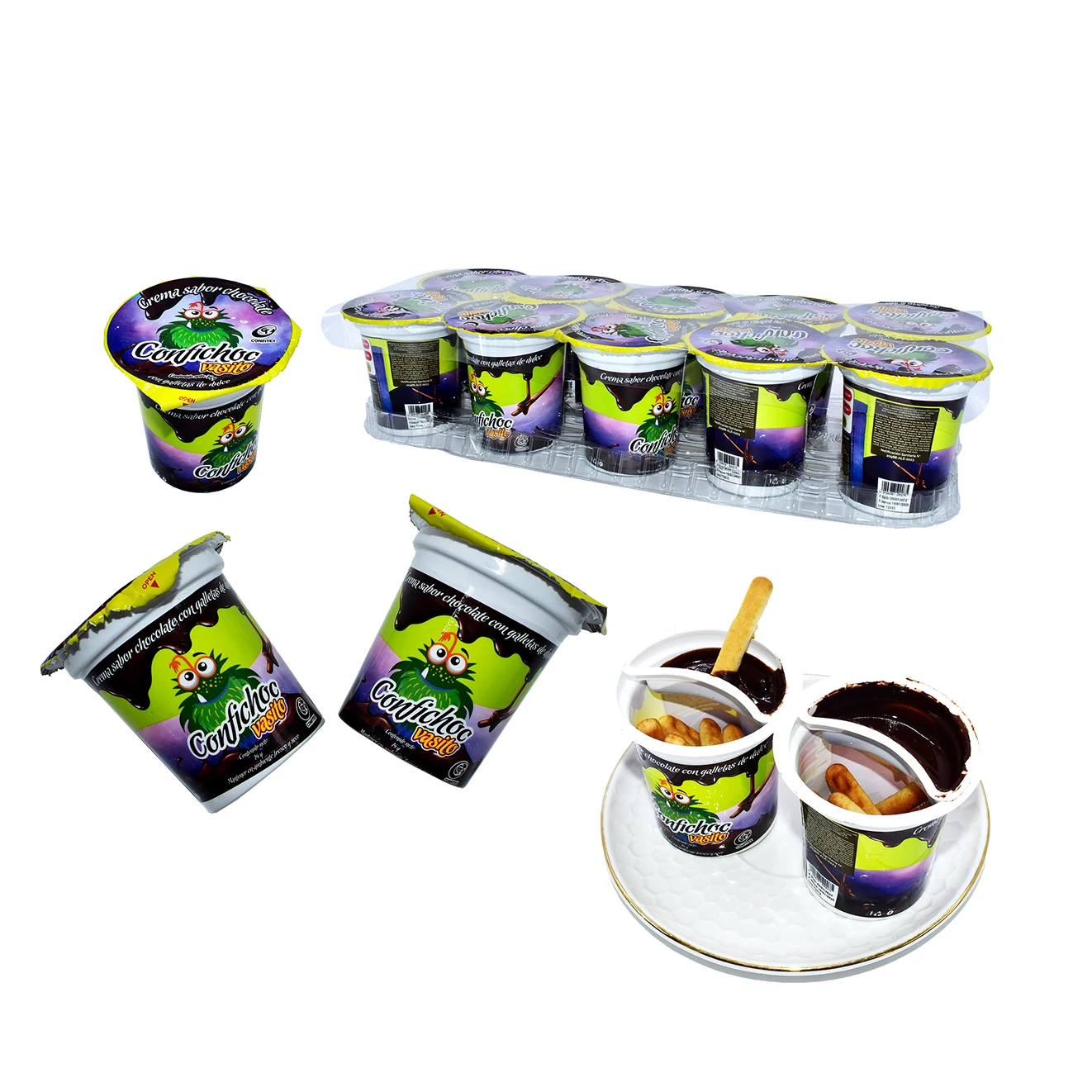 Wholesale Cup-Shaped Chocolate Chip Cookie Sandwiches with Candy Dipped in Chocolate Sauce by Manufacturers