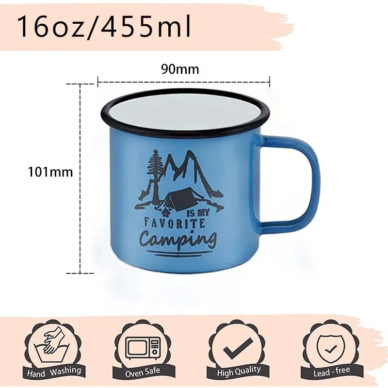 Campfire Mug Retro 16oz Enamel Coffee Mug Wholesale Enavintage Stainless Steel Modern Cup Custom Logo summer Camping Mug