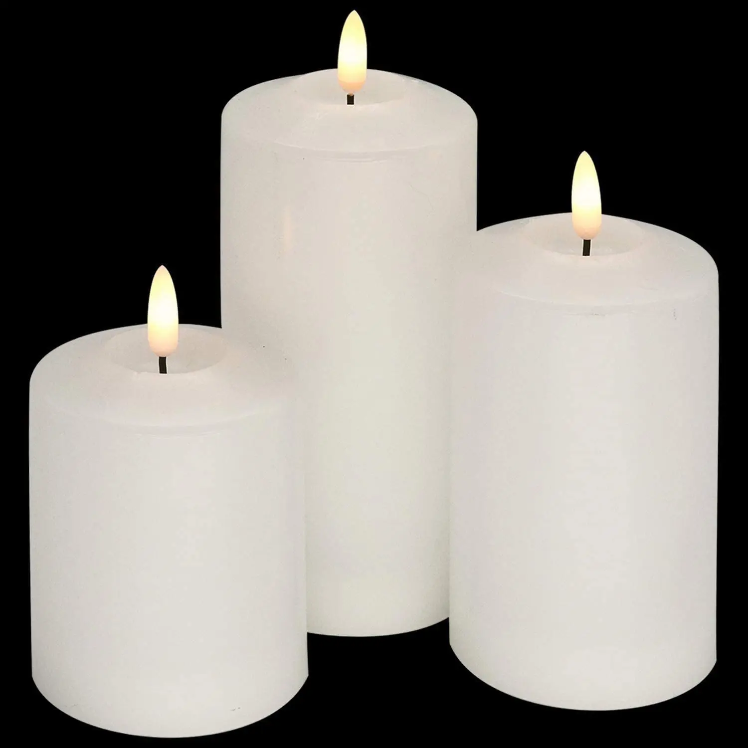 
GenSwin Flameless Flickering Candles 3D Wick Battery Operated with 6H Timer, Real Wax Pillar LED Votive Candles Warm Light 