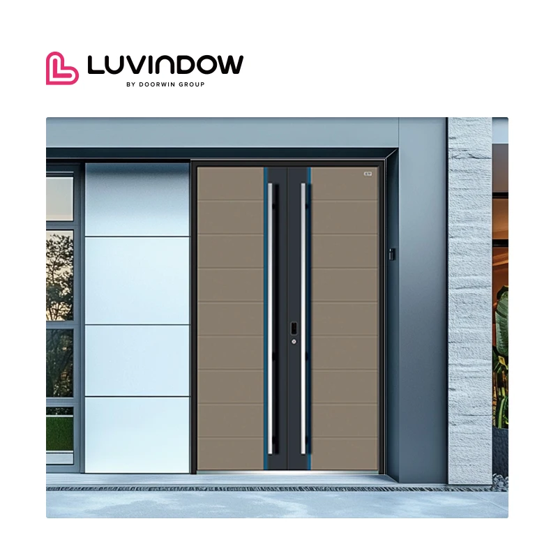 Custom Size Laminated Tempered Glass Hinged Aluminum Swing Glass Doors Casement Door Double Glazed Aluminum Patio Hinged Doors